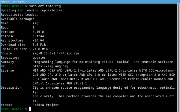 Install Zig on Fedora Linux